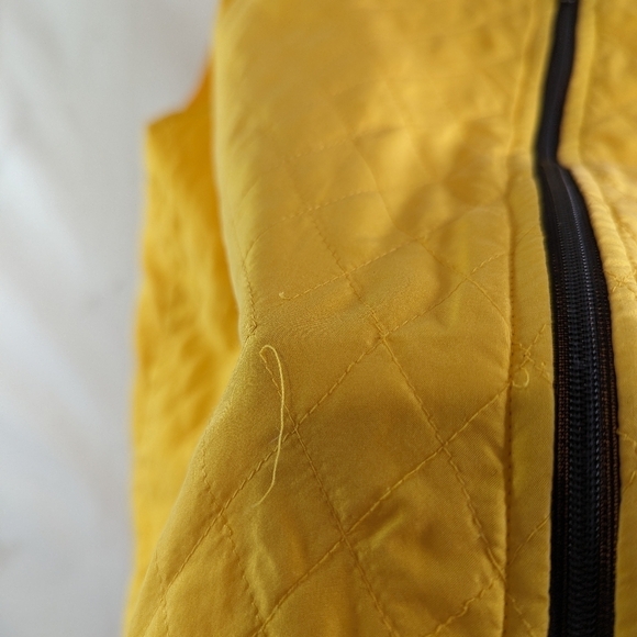 Chicos Jacket Women XL 3 Yellow Vest Black Silk Quilted Lightweight Vintage - Picture 9 of 12
